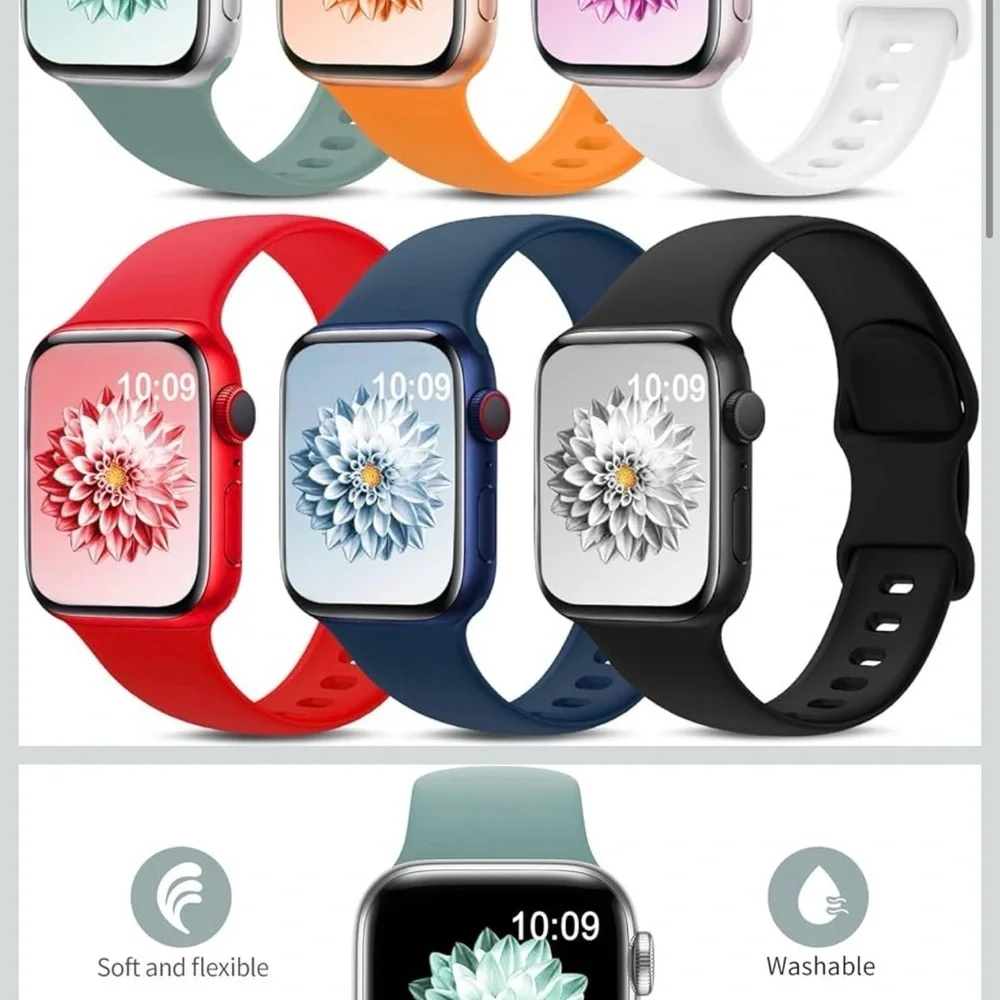 Smartwatch with Interchangeable Bands - Black, Blue, Red, White, Orange, Green
